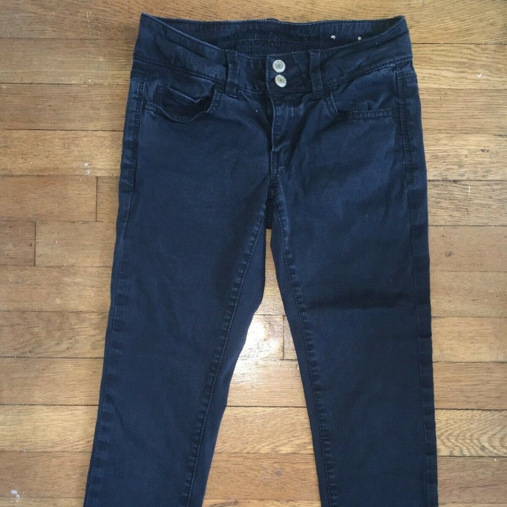 AMERICAN EAGLE black Crop Stretch Denim capris Womens juniors Size 0 regular
